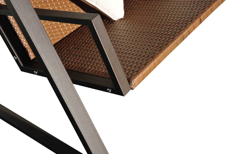 Outsunny Rattan Hollywoodschaukel - Metallgestell mit Kissen, braun, belastbar bis 360kg