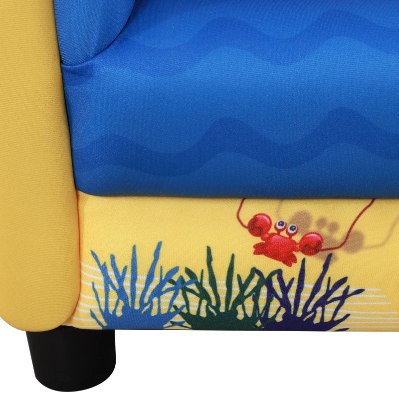 HOMCOM® Kindersofa Mini-Sofa-Sessel mit Massivholzstruktur und Kissenträger Blau