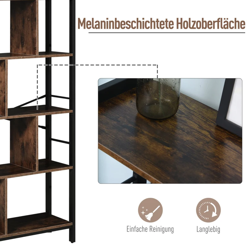 HOMCOM® Bücherregal Standregal 4-stufiges Büroregal Metallrahmen Spanplatte Schwarz