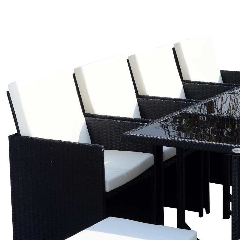 Outsunny® 13 tlg. Gartengarnitur Gartenmöbel Rattan Schwarz
