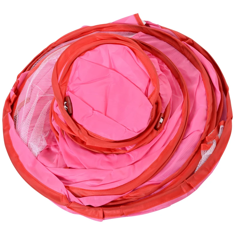 HOMCOM® Kinderspielhaus Spielzelt mit Ballkorb Ballteich Tunnel Pop up Polyester Rosa 123 x 73,5 x 112 cm