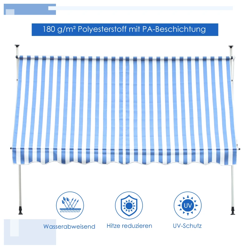 Outsunny® Fenstermarkise Sonnenschutz Balkonmarkise Faltarm Aluminium Polyester 150x350cm