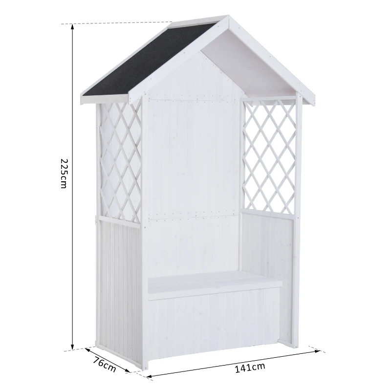 Outsunny® Laubenbank Philosophenbank mit Stauraum H225cm Weiß