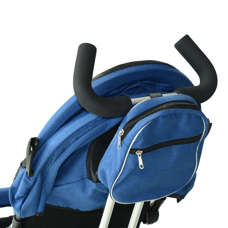 HOMCOM® Kinderdreirad mit Dach Lenkstange Kinderwagen Schieber Blau