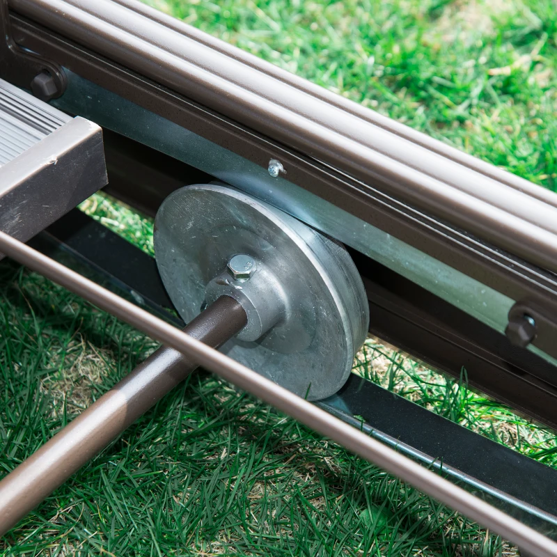 Outsunny Alu Hollywoodschaukel Gartenschaukel Pavillon Garten Schaukel 4 Person Tisch Braun