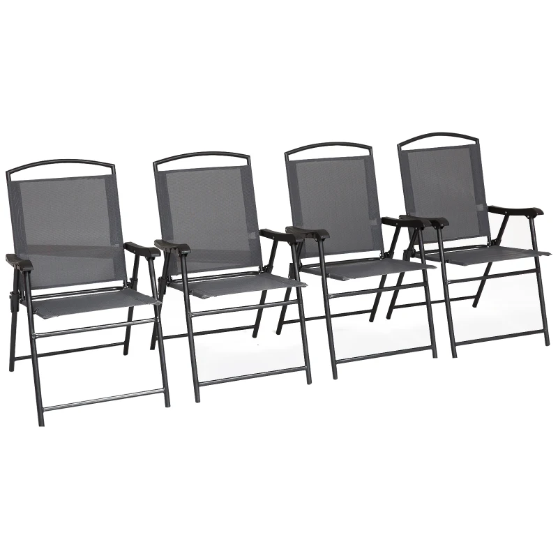 Outsunny® Gartenmöbel Set 7-teilige Sitzgruppe 1 Sonnenschirm, 1 Tisch, 4 Stühle Metall