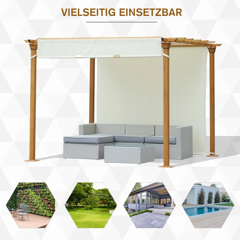 Outsunny® Pavillon Pergola Überdachung Sonnenschutz Einstellbares Stoffdach Polyester