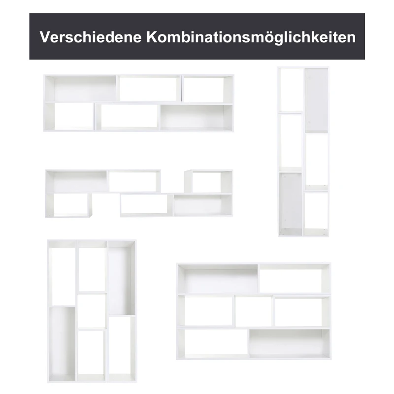 HOMCOM® Bücherregal Standregal Aktenregal 2-teilige Regale Büroregal MDF Weiß 120 x 35 x 50 cm