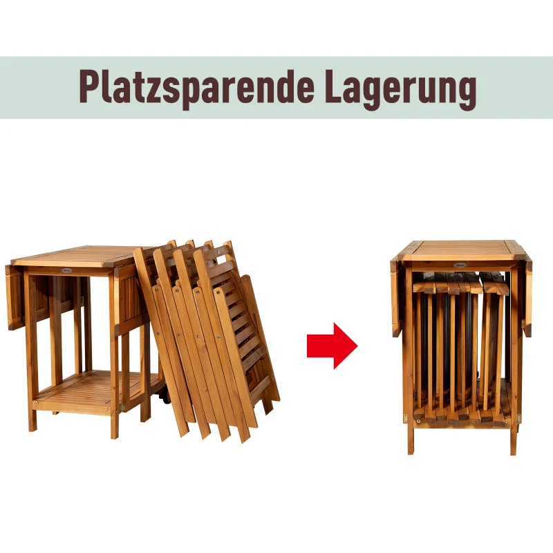 Outsunny® 5 tlg. Sitzgarnitur Gartensitzgruppe Esstischgruppe Gartenmöbel klappbar 1 Tisch + 4 Stühle Akazienholz Teak 100,5 x 82 x 75 cm