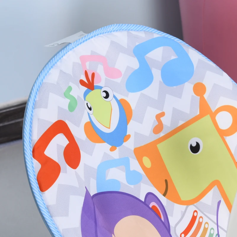 HOMCOM® Baby Schaukelsitz Schaukelstuhl vibrierende Babywippe mit Musik Tiermuster
