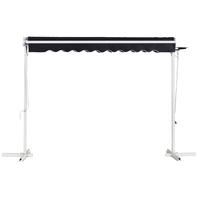 Outsunny® Standmarkise Standmarkise LED Solarlichter Faltarm Kurbel Polyester Schwarz