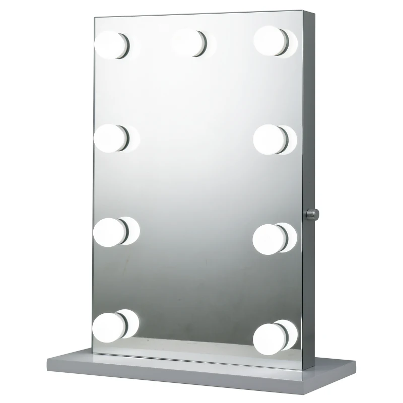 HOMCOM® Kosmetikspiegel mit 9 LED-Leuchten Schminkspiegel Tischspiegel Aluminium