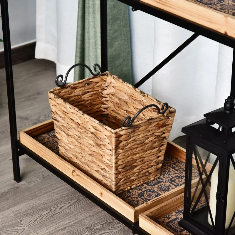 HOMCOM® Beistelltisch Couchtisch Konsolentisch Faltbar mit 4 Fächer Aufbewahrung Vintage-Muster MDF 120 x 40 x 84 cm