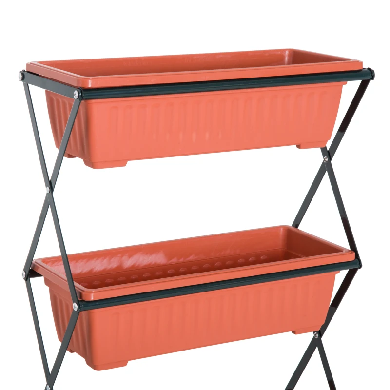 HOMCOM® Blumenkastenhalter Blumenkästen Ständer Metall Terracotta