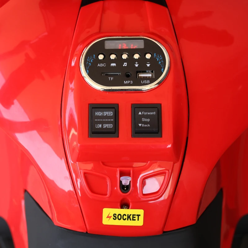 HOMCOM® Kinder-Motorrad Elektrofahrzeuge Motorrad für 3-8-jährige Kinder MP3 3-7 Km/h PP Rot 120×60×65 cm