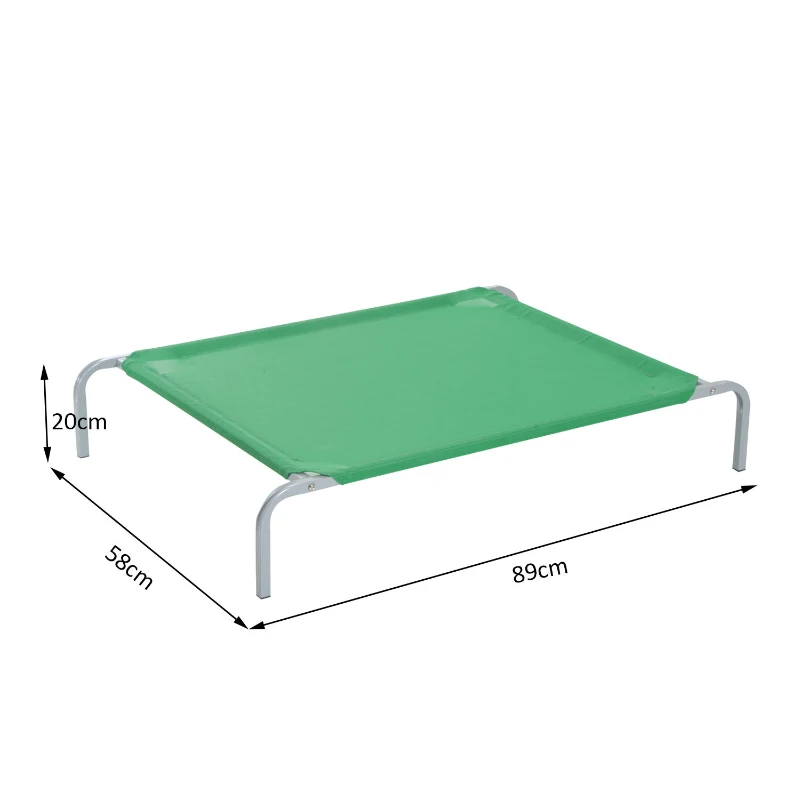 PawHut® Haustierbett | Haustierekissen | Metall, Textilene | 89 x 58 x 20 cm | Grün, Silber