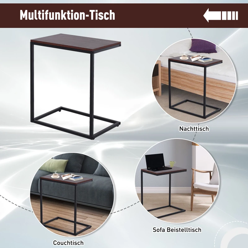 HOMCOM® Beistelltisch in C-Form Kaffeetisch Couchtisch Standtisch Tisch Metall MDF