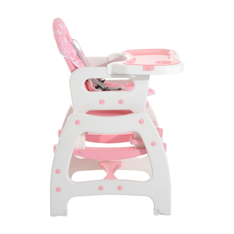 HOMCOM® 3 in 1 Kinderhochstuhl - Kombihochstuhl - Rosa-Weiß