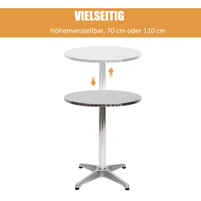 HOMCOM® Bartisch Stehtisch Bistrotisch Partytisch höhenverstellbar 70/110 cm Aluminium