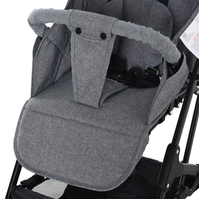HOMCOM® Kinderwagen Faltbarer Buggy Babyschale Babywanne 0-36 Monate Grau