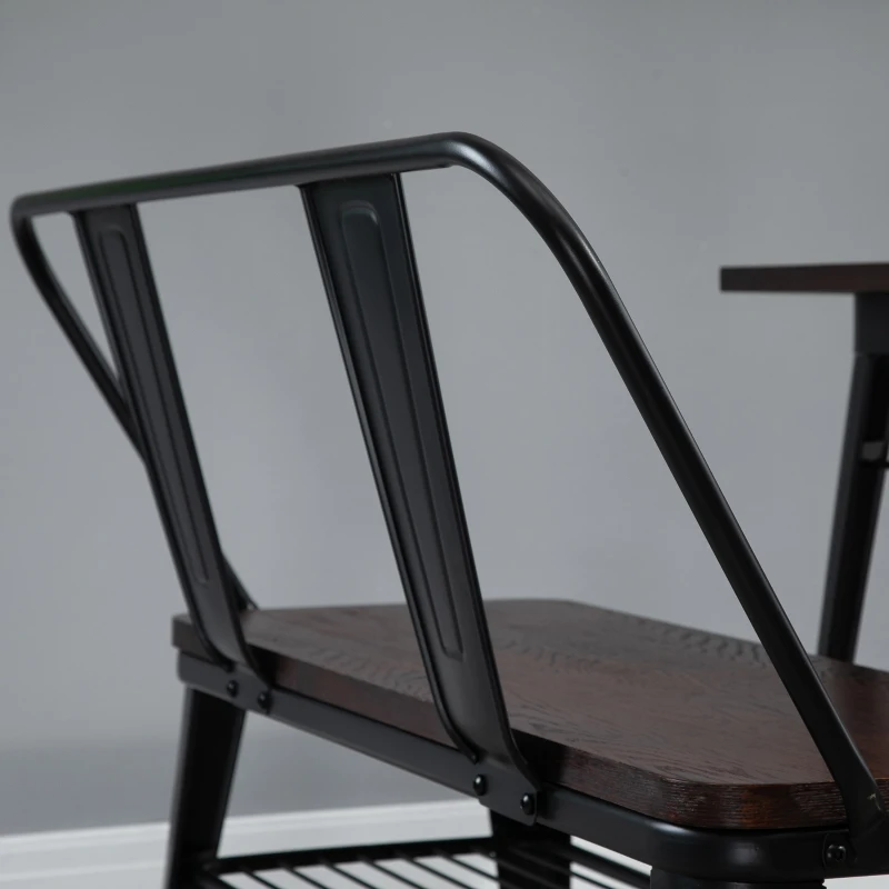 HOMCOM® 2-Sitzer Sitzbank Gartenbank Holzbank Bank Industriestil Metall Natur+Schwarz