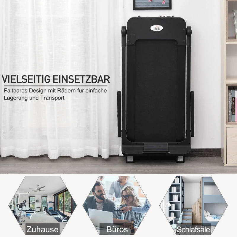 HOMCOM Home Laufband, Fitnessgeräte mit LED Display, Faltbar, Schwarz