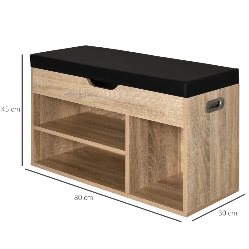 HOMCOM® Schuhbank Sitzbank Sitztruhe Eingangsbereich Diele PU Natur