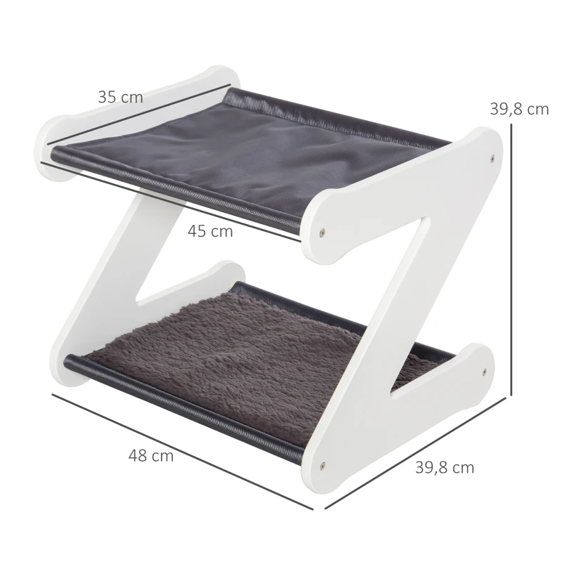 PawHut® Katzenbett zweistöckiges Katzenhaus in Z-Form Polyester E1-MDF Grau