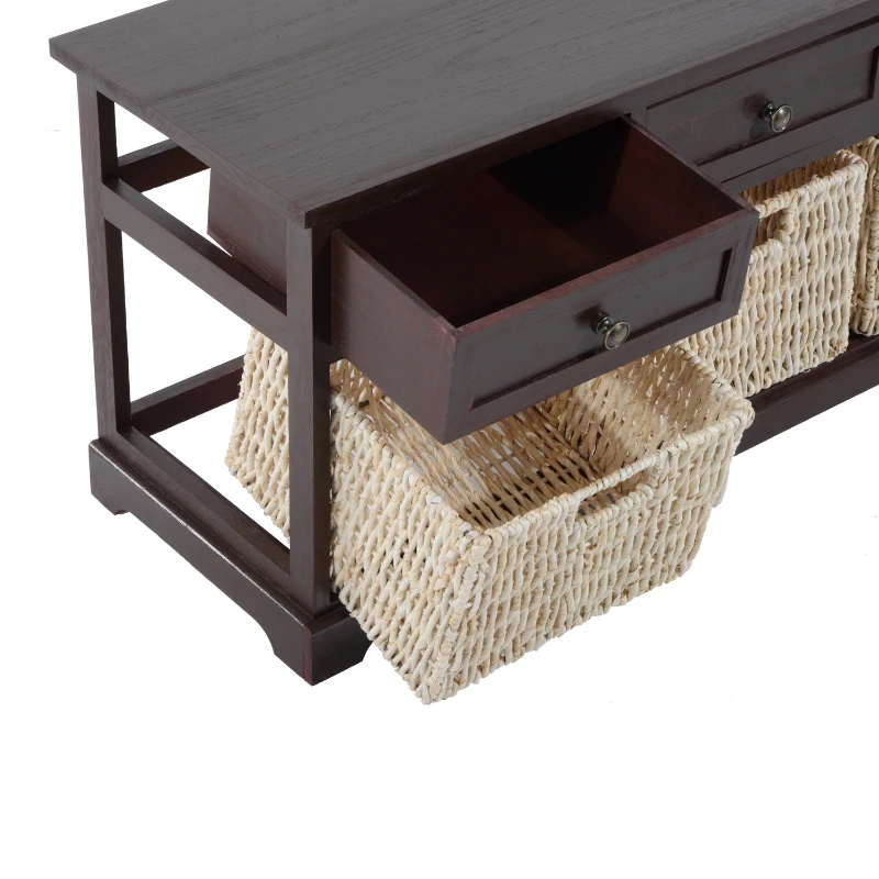 HOMCOM Kommode Sideboard mit Körben Aufbewahrung Tisch Holz Schubladen