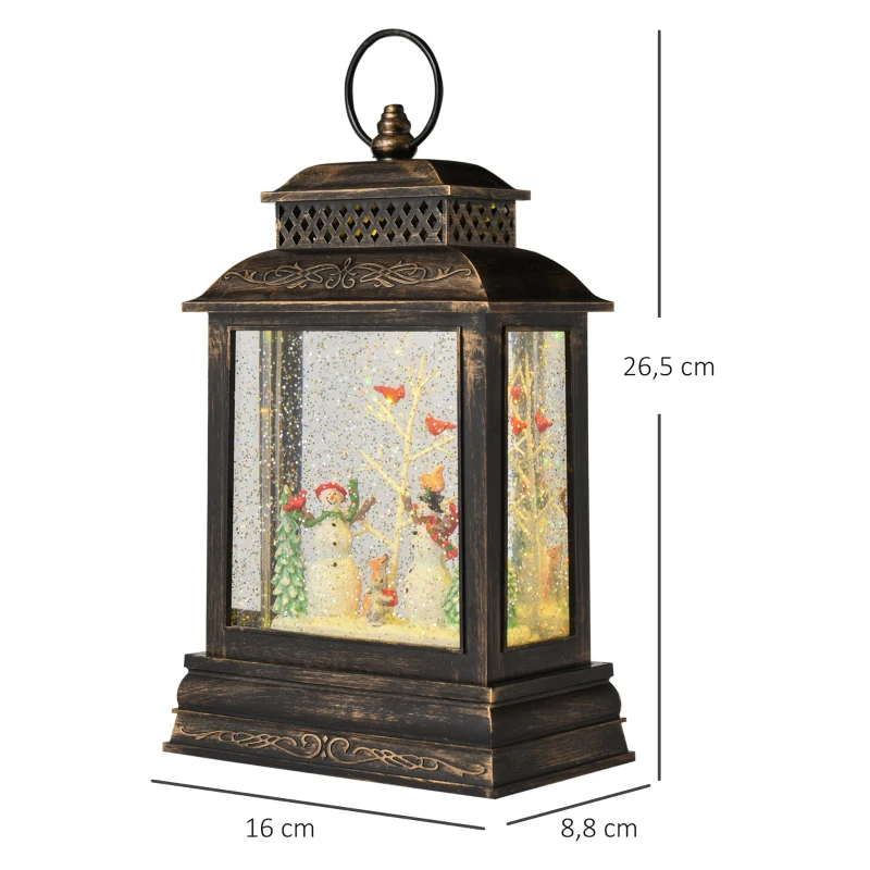 HOMCOM® Weihnachten Schneelaterne mit Schneemänner Musik Licht 6h Timer USB / Batterie