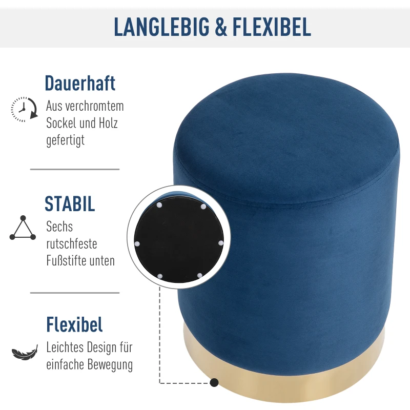 HOMCOM® Hocker Sitzhocker Fußhocker Leinen Blau