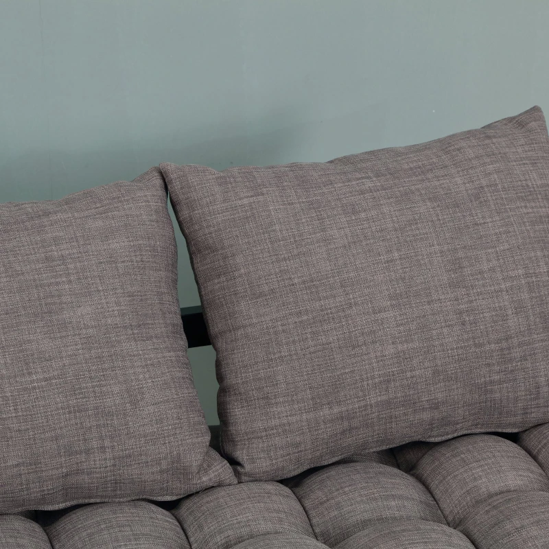 HOMCOM® Schlafsofa Klappsofa 2-Sitzer Stoffsofa Chaiselongue Metall Leinen Dunkelgrau 155 x 65 x 57 cm