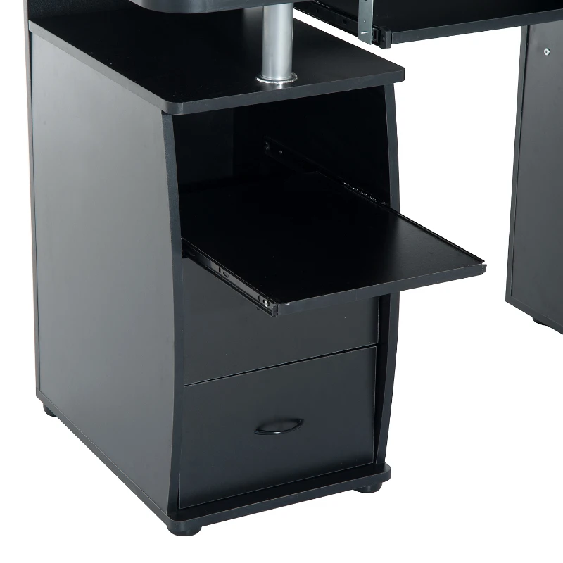 HOMCOM® Computertisch Schreibtisch mit Druckerablage PC Tisch Schwarz