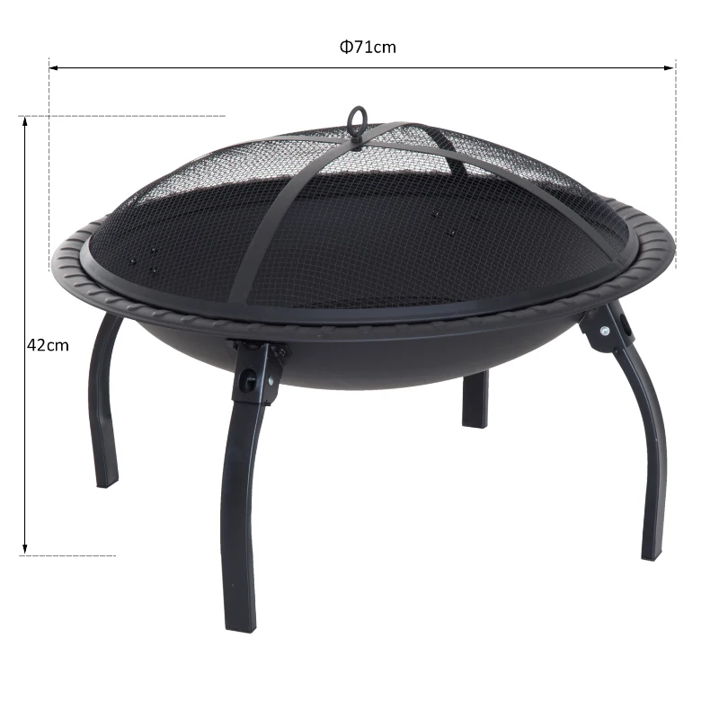 Outsunny® Feuerschale mit Funkenschutz klappbar 66cm Schwarz