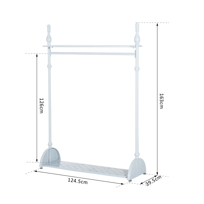 HOMCOM Kleiderständer Garderobenständer Kleiderstange Metall Weiß
