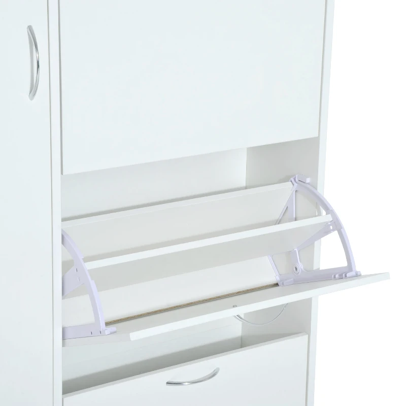 HOMCOM Schuhschrank Schuhkipper Schuhregal 3 Klappen Weiß