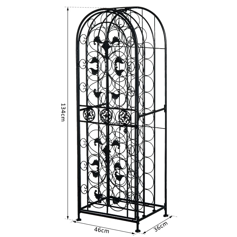 HOMCOM® Weinregal für 45 Flaschen Weinschrank Metall Schwarz