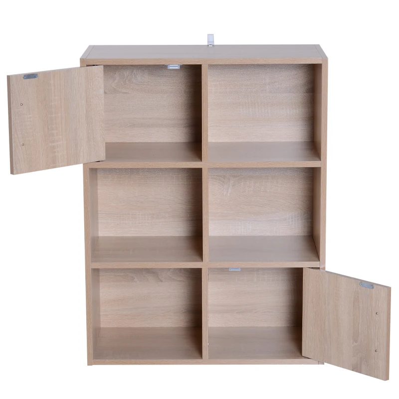 HOMCOM® Standregal mit 6 Fächern | Bücherregal | Schrank | Holz | 61,5 x 29,5 x 80 cm | Natur