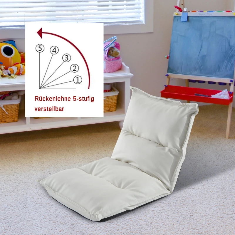 HOMCOM® Sitzkissen Relaxliege Liege Bodenkissen Sitzsack verstellbar mit Lehne Weiß