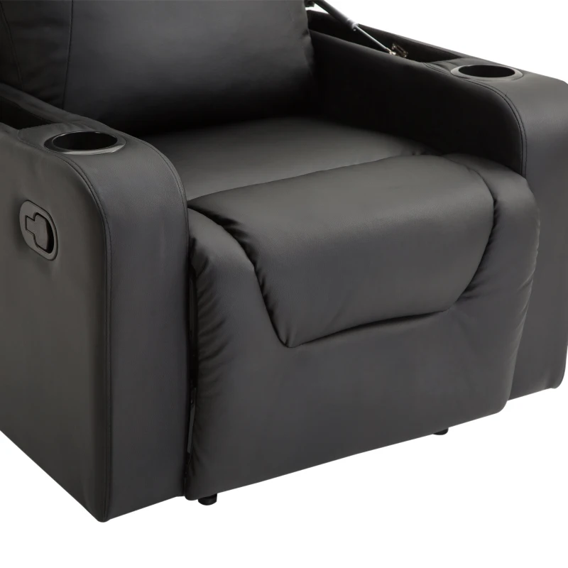 HOMCOM® Relaxsessel | Fernsehsessel | Kunststoff, Schaumstoff, Stahlfüße | 85 × 98 × 103 cm | Schwarz