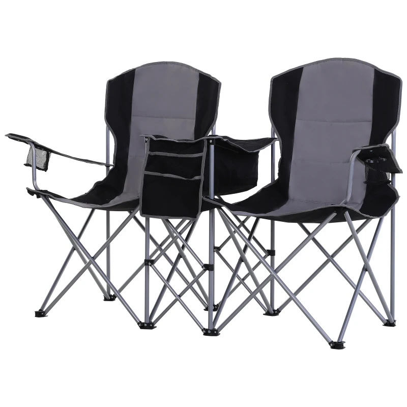 Outsunny® Doppel-Campingstuhl Klappstuhl mit Getränkehalter und Eisbeutel Armlehne Oxford