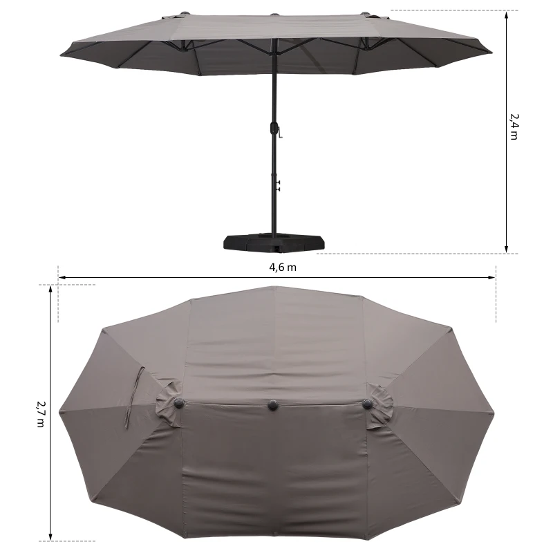 Outsunny® Doppelsonnenschirm mit Ständer Gartenschirm Marktschirm Terrasse Stahl Grau