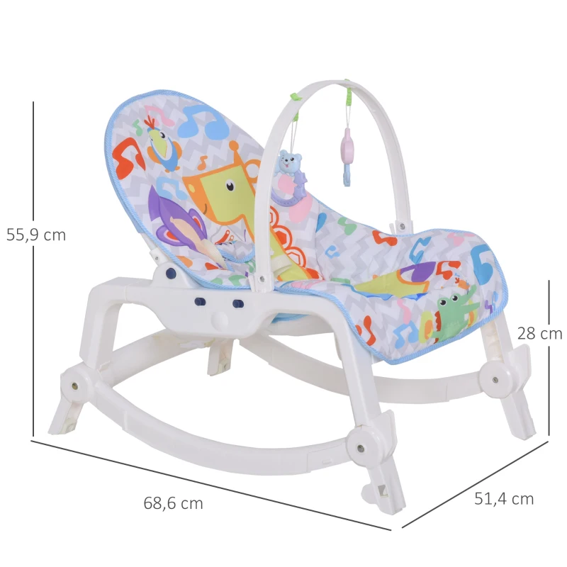 HOMCOM® Baby Schaukelsitz Schaukelstuhl vibrierende Babywippe mit Musik Tiermuster
