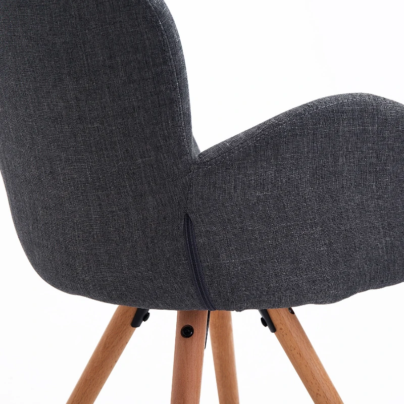 HOMCOM Polsterstuhl | Leinen, Schaumstoff, Holz | 55 x 53 x 81 cm | Grau, Natur