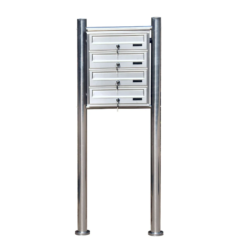 HOMCOM® Edelstahl Briefkasten Briefkastenanlage 4 Fächer