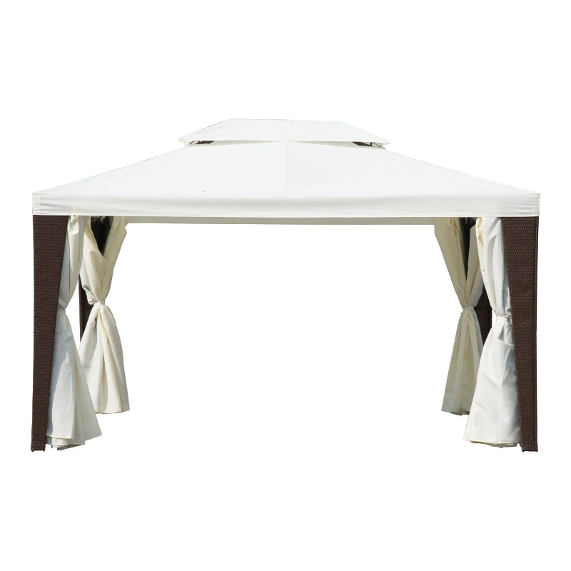 Outsunny® Polyrattan Gartenpavillon inkl. Seitenteile 3x4m