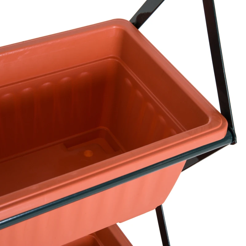 HOMCOM® Blumenkastenhalter Blumenkästen Ständer Metall Terracotta