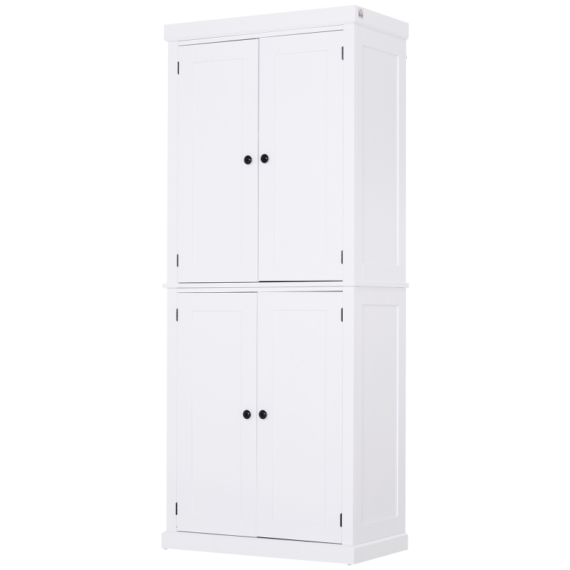 HOMCOM® Schrank Hochschrank Kommode 6 Ebenen verstellbare Regalebene Küche MDF Weiß