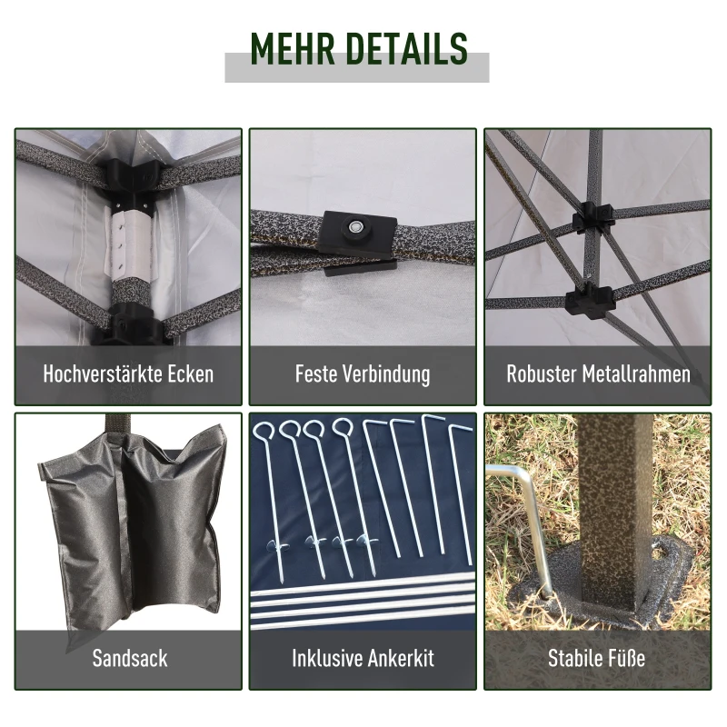 Outsunny® Garten-Pavillon Faltpavillon Festzelt Gartenzelt Höhenverstellbar Heringe Oxford