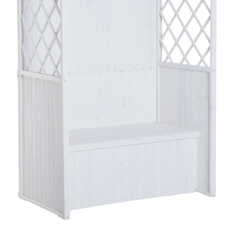 Outsunny® Laubenbank Philosophenbank mit Stauraum H225cm Weiß